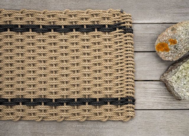 Wheat with Charcoal Stripes Doormat