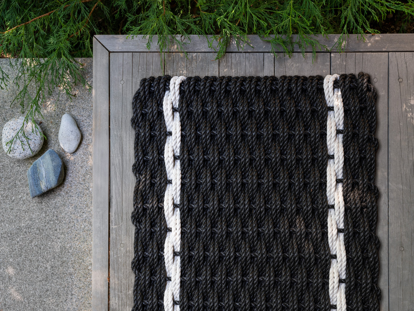 Charcoal with 2 Pearl Stripes Doormat