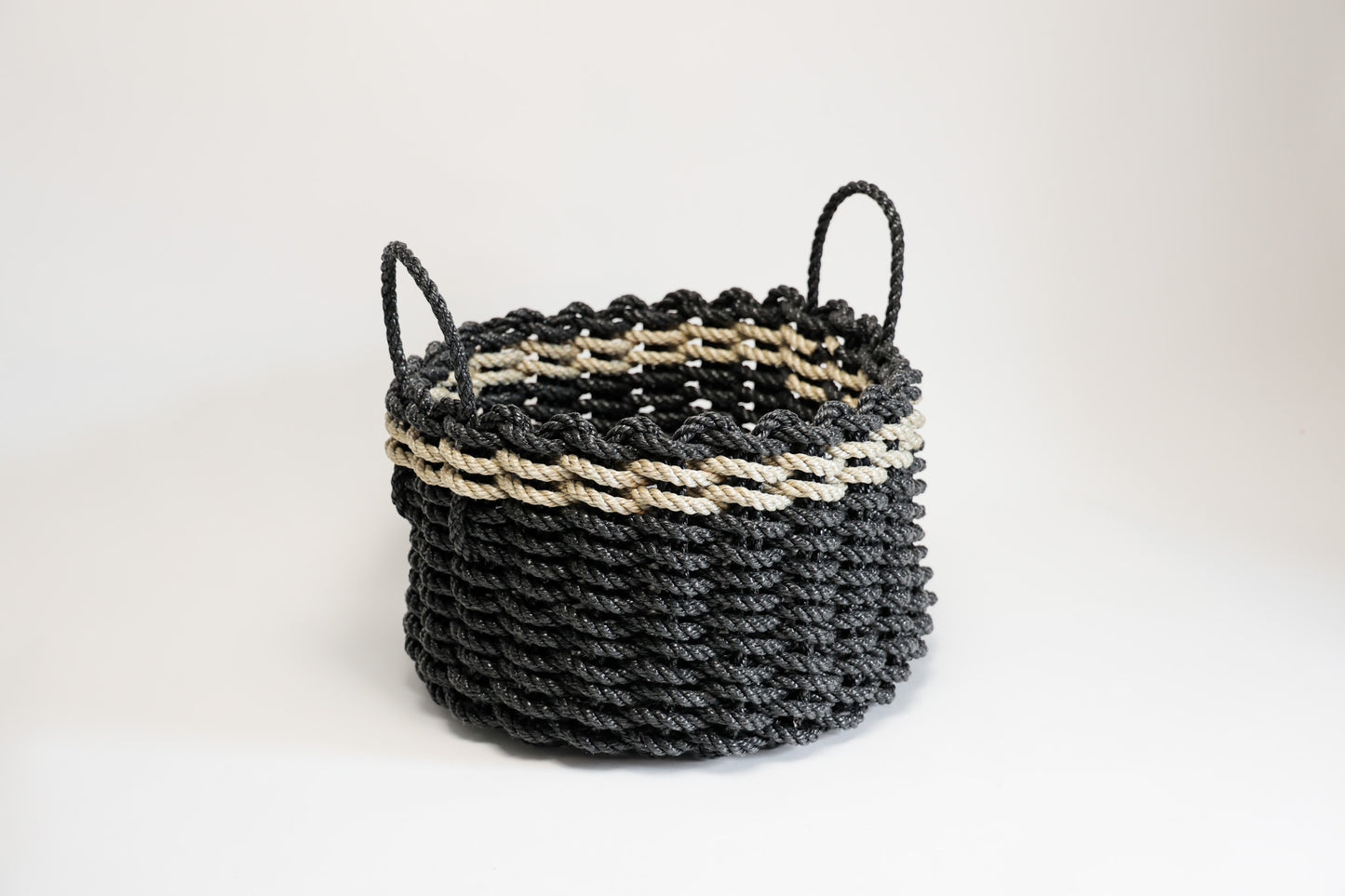 Charcoal w/Sand stripe Heritage Rope Basket