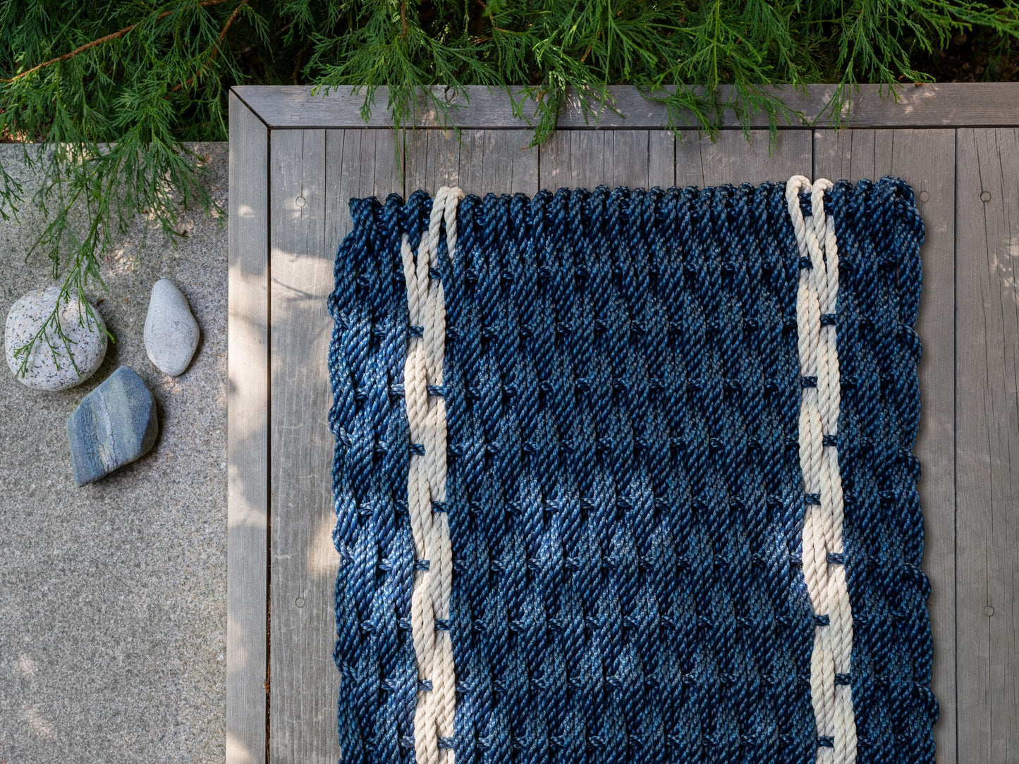 Navy with 2 Pearl Stripes Doormat